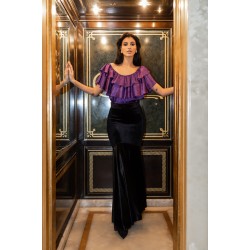 FELICITY BLACK VELVET LONG SKIRT