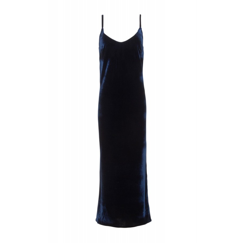 ANNEZIA BLUE VELVET DRESS